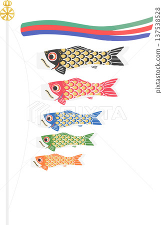 鯉魚彩帶兒童節向量圖 137538528