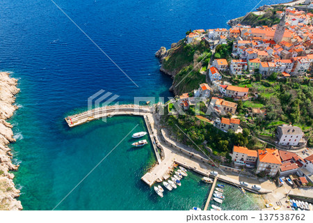 Aerial View Vrbnik Krk Island Croatia Mediterranean Coast Aerial View Vrbnik Krk Island Croatia Mediterranean Coast 137538762