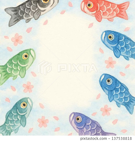 Carp streamer message card style illustration 137538818