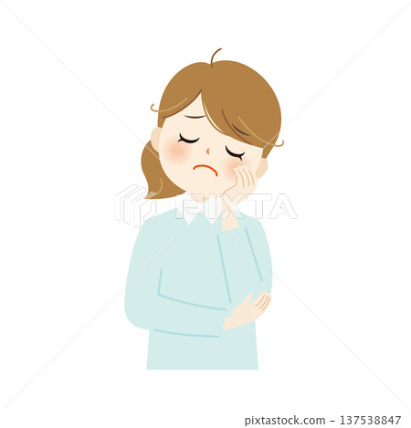 Illustration of a troubled woman resting her chin on her hand - Worries, Anxiety, Contemplation 12 Illustration of a troubled woman resting her chin on her hand - Worries, Anxiety, Contemplation 12 137538847