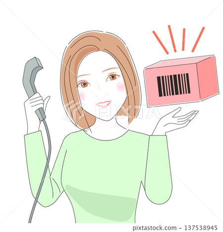 Woman with barcode reader 137538945