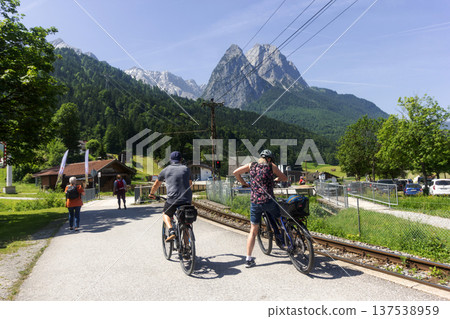 Amazing view of the Alpine mountains. District of Garmisch-Partenkirchen, Upper Bavaria, Germany. June 13, 2025 137538959