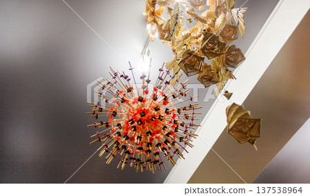 Dududki, Belarus, October 16, 2022. Handicrafts made of straw Dududki, Belarus, October 16, 2022. Handicrafts made of straw 137538964