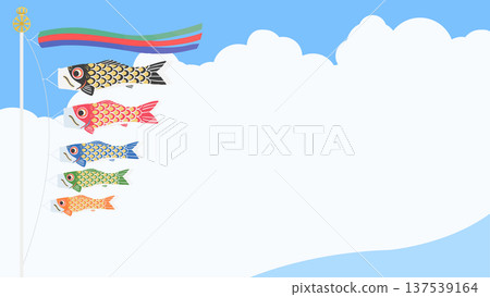 以鯉魚彩帶在藍天中游動為背景插圖,適用於男孩節/兒童節,橫幅設計素材。 以鯉魚彩帶在藍天中游動為背景插圖,適用於男孩節/兒童節,橫幅設計素材。 137539164