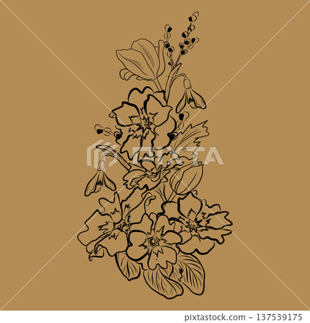 Spring flowers vertical composition retro Spring flowers vertical composition retro 137539175