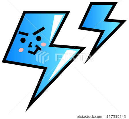 Illustration of a character being electrocuted by an electrical discharge or thunder lightning bolt 137539243