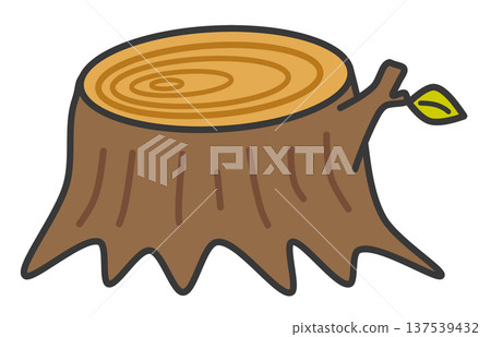 Illustration of a natural tree stump cut off by environmental destruction 137539432