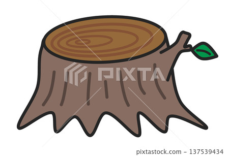 Illustration of a natural tree stump cut off by environmental destruction Illustration of a natural tree stump cut off by environmental destruction 137539434