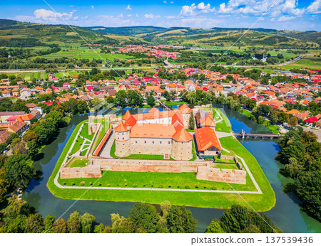 Fagaras Citadel, Transylvania. Aerial view, historical Transylvania Fagaras Citadel, Transylvania. Aerial view, historical Transylvania 137539436