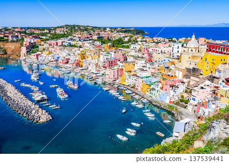 Procida, Italy. Panoramic sight of the beautiful island near Napoli, Campania. 137539441