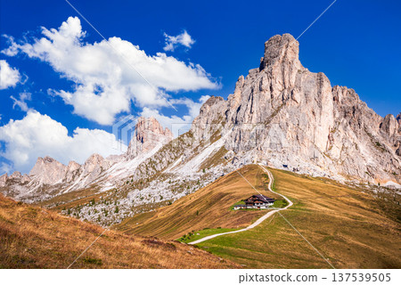 South Tyrol, Italy. Passo Giau and Ra Gusela, Dolomites Mountains South Tyrol, Italy. Passo Giau and Ra Gusela, Dolomites Mountains 137539505