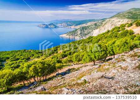 Kefalonia, Greece. Beautiful beaches of the Cephalonia island, Greek Islands. Kefalonia, Greece. Beautiful beaches of the Cephalonia island, Greek Islands. 137539510