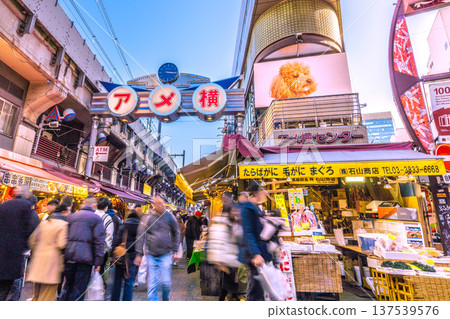 Tokyo cityscape in Japan: Inbound tourism continues... Ameyoko is bustling with foreign tourists... There are stickers here too (right of screen)... Tokyo cityscape in Japan: Inbound tourism continues... Ameyoko is bustling with foreign tourists... There are stickers here too (right of screen)... 137539576