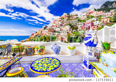 Positano, Italy. Charming colored city - Costa Amalfitana in Campania. Positano, Italy. Charming colored city - Costa Amalfitana in Campania. 137539811