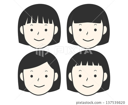 一群留著簡單波波頭的女孩 一群留著簡單波波頭的女孩 137539820