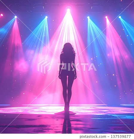 現場音樂會場館的明亮燈光和舞台上藝術家的身影 137539877