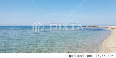 beautiful seascape. clean, clear turquoise water and small waves 137539886