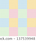 Various pastel background colours with checked pattern for wallpaper, backdrop, ad template, frame, paper design, poster, postcard, sticky note, plaid fabric print, textile, garment, clothes 137539948