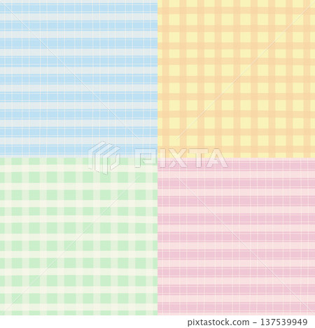 Four set of pastel background designs with checked pattern for wallpaper, backdrop, ad template, frame, paper design, poster, postcard, sticky note, plaid fabric print, textile, garment, clothes Four set of pastel background designs with checked pattern for wallpaper, backdrop, ad template, frame, paper design, poster, postcard, sticky note, plaid fabric print, textile, garment, clothes 137539949