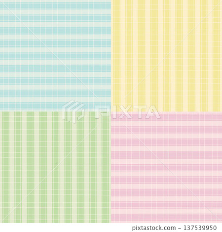Four set of pastel background designs with checked pattern for wallpaper, backdrop, ad template, frame, paper design, poster, postcard, sticky note, plaid fabric print, textile, garment, clothes 137539950