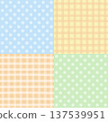 Four set of background designs with polka dot and checked pattern for wallpaper, backdrop, ad template, frame, paper design, social media post, poster, sticky note, fabric print, bed sheet, textile 137539951