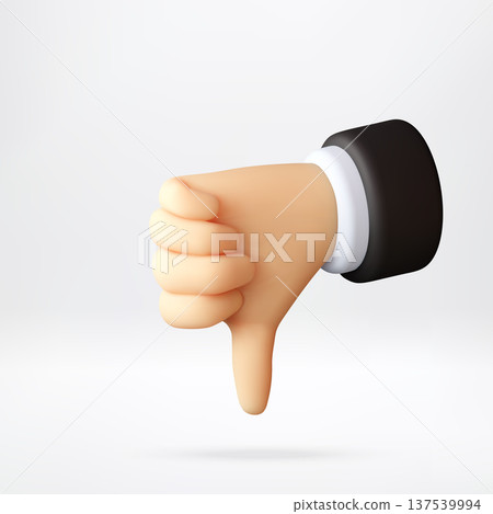 3D businessman hand showing thumb down gesture 3D businessman hand showing thumb down gesture 137539994