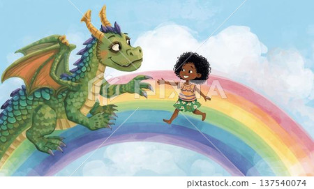 女孩與龍穿越彩虹橋 137540074
