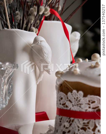 Seasonal bakery scene featuring handcrafted ceramic and sugary treats 137540257