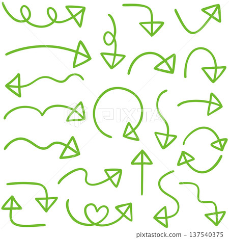 Illustration of a hand-drawn triangle arrow set with a line in it (green) 137540375
