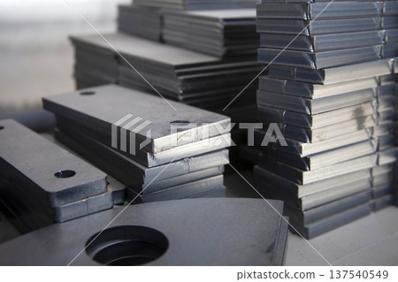A thick sheet of metal cut on a plasma cutting machine. A thick sheet of metal cut on a plasma cutting machine. 137540549