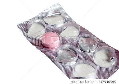 pink pill on a white background pink pill on a white background 137540569