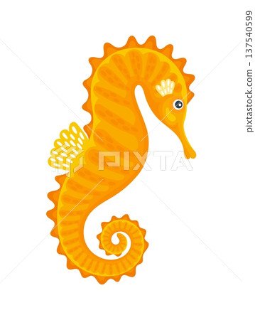 Seahorse ocean underwater marine animal cartoon character. Sea marine creature funny character, underwater wildlife aquatic animal isolated vector personage. Coral reef water seahorse cute mascot 137540599