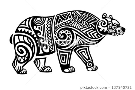Samoan Maori ethnic bear animal tattoo or sticker. Polynesian Maori culture warrior abstract tattoo, ethnic motif bear animal vector sign. Samoan tribe black print or New Zealand tribal graphic symbol Samoan Maori ethnic bear animal tattoo or sticker. Polynesian Maori culture warrior abstract tattoo, ethnic motif bear animal vector sign. Samoan tribe black print or New Zealand tribal graphic symbol 137540721
