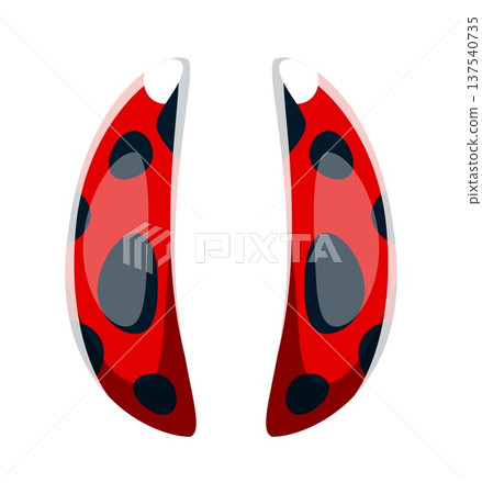 Ladybug insect font punctuation parentheses. Red insect alphabet type special symbol, garden ladybird font vector sign. Spring lady bug typeface element or cute ladybug beetle punctuation mark 137540735