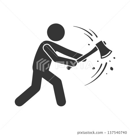 手持斧頭的人的剪影圖標 137540740