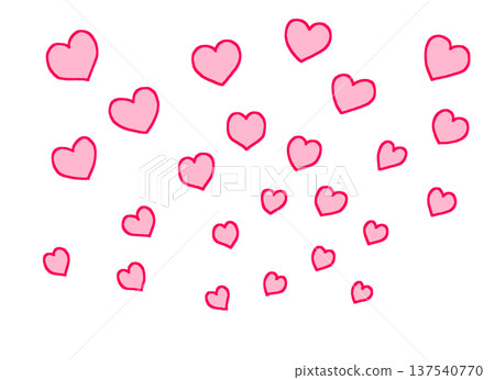 Pop pink hearts scattered radially Pop pink hearts scattered radially 137540770