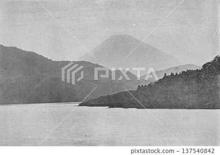 Vintage photo from 1894: Mount Fuji seen from Lake Ashi in Hakone Vintage photo from 1894: Mount Fuji seen from Lake Ashi in Hakone 137540842