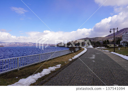 Looking towards Lake Toya hot springs from Usuzan Eruption Memorial Park 137541094