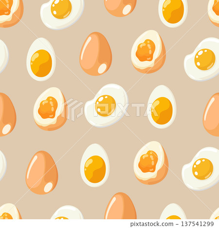 Beige eggs seamless pattern. Flat vector clipart, illustration with isolated background. Beige eggs seamless pattern. Flat vector clipart, illustration with isolated background. 137541299