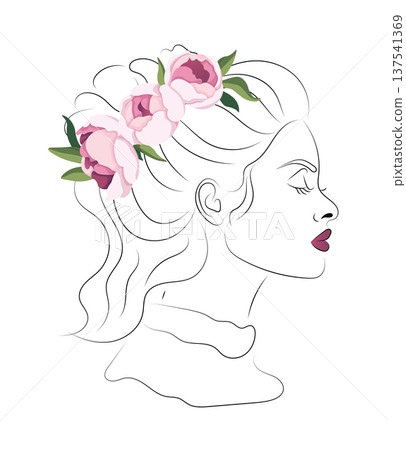 Cute woman. Vector clipart, illustration with isolated background. Cute woman. Vector clipart, illustration with isolated background. 137541369