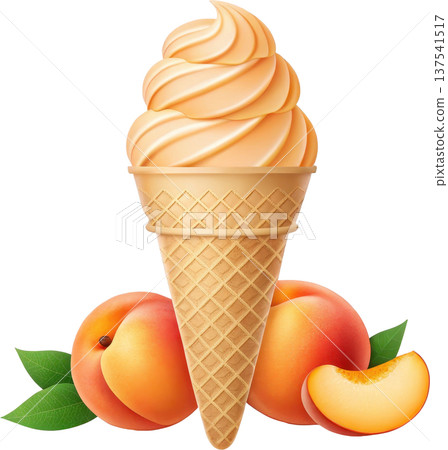 Delightful peach ice cream cone 137541517