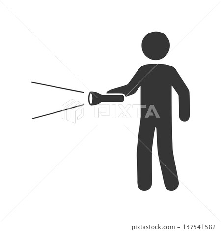 Silhouette icon of a person holding a flashlight Silhouette icon of a person holding a flashlight 137541582