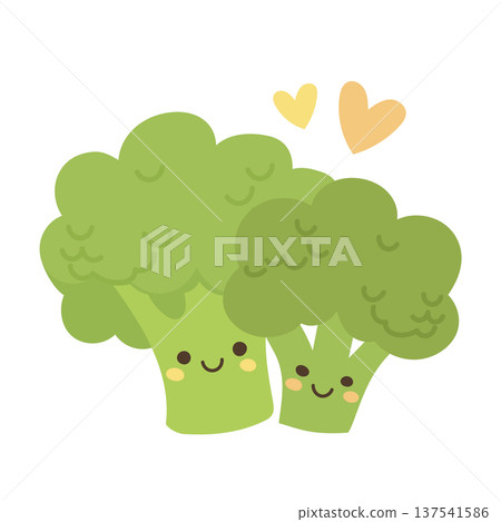 Happy broccoli cartoon with friendly faces, playful healthy vegetable illustration perfect for nutrition articles, vegan cooking blogs and kids food education graphics Happy broccoli cartoon with friendly faces, playful healthy vegetable illustration perfect for nutrition articles, vegan cooking blogs and kids food education graphics 137541586