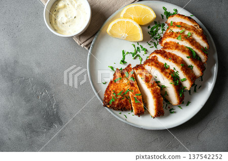 Crispy breaded chicken breast 137542252