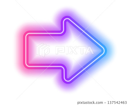 Futuristic neon arrow pointing up with glow. Light vector element on dark background for digital interface. 137542463