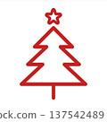 Red fir tree icon Christmas illustration Simple and stylish line art 137542489