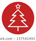 Red fir tree circle icon Christmas illustration Simple and stylish line art 137542491