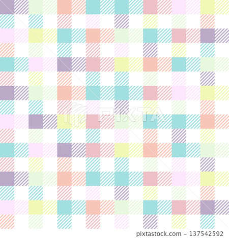 Checkered gingham print, spring picnic tablecloth plaid seamless pattern. Traditional square tartan background for Easter decor Checkered gingham print, spring picnic tablecloth plaid seamless pattern. Traditional square tartan background for Easter decor 137542592