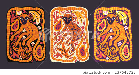Whimsical Monkey Exotic Vintage Tropical Jungle Poster Set Wild Boho Wall Art Collection Whimsical Monkey Exotic Vintage Tropical Jungle Poster Set Wild Boho Wall Art Collection 137542723