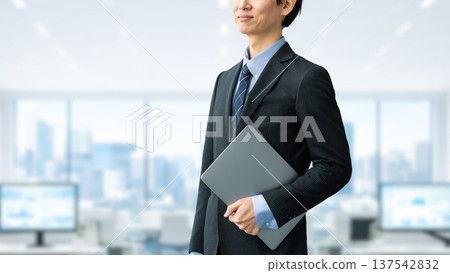 Male businessman with laptop 137542832